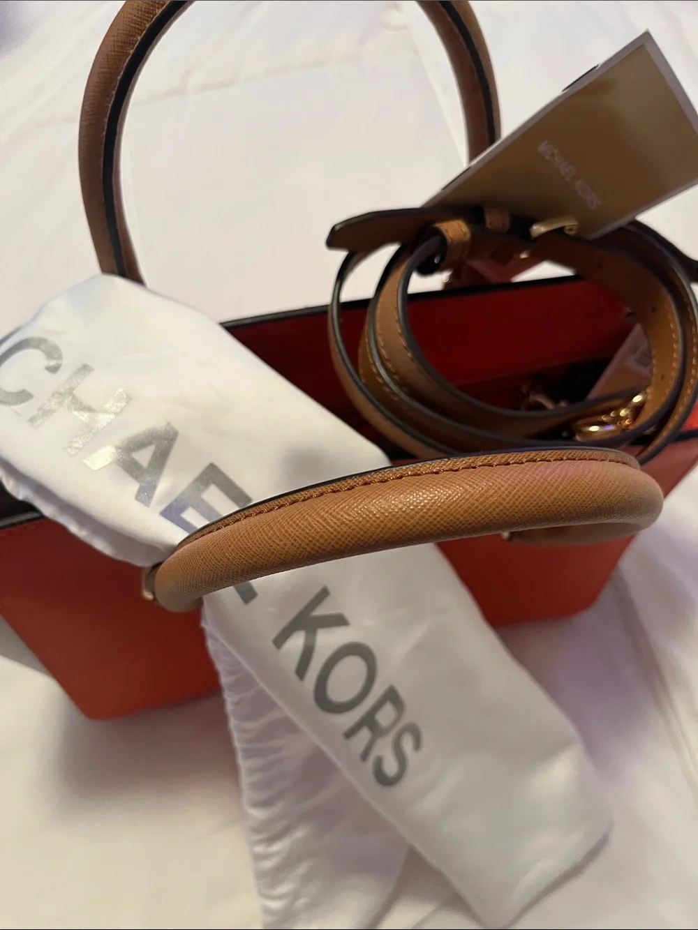 Michael Kors Orange Satchel Handbag w/Crossbody & Dust Bag NWT 11.5 x 9 x4